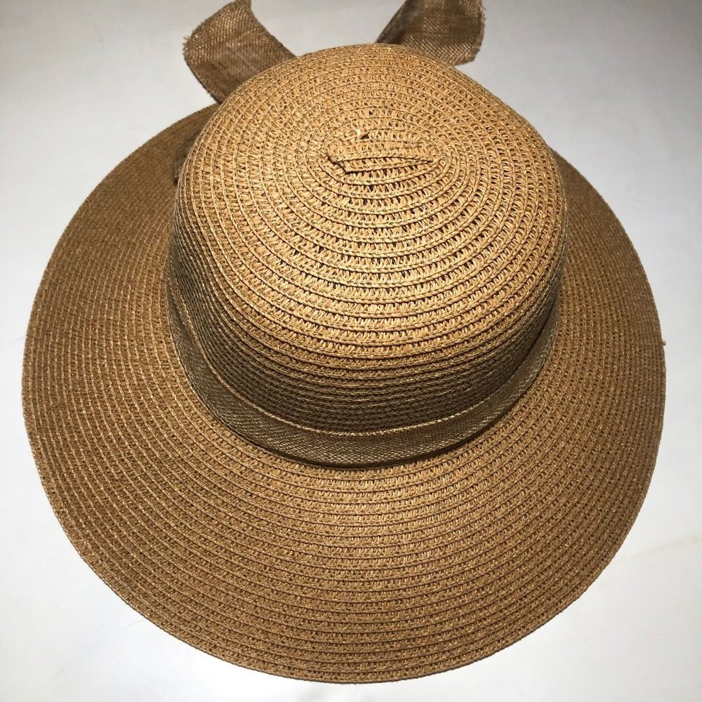 Beach Ribbon Church Packable Chin Strap Adjustable Paper SPF50 Women's Sun Hat
